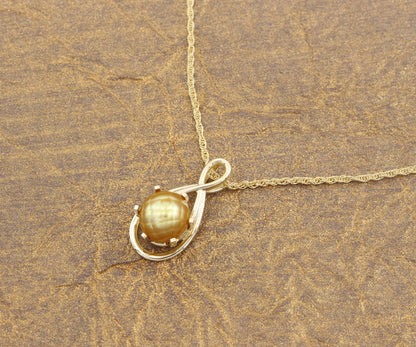 Diamond Cut Golden Pearl Teardrop Necklace