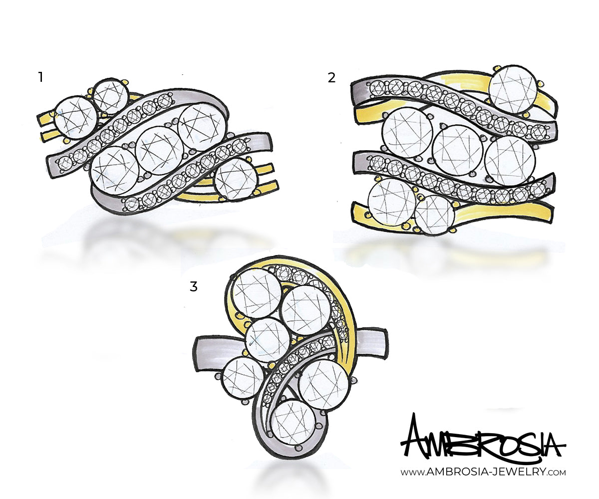 Multi-Row Weave Diamond Wedding Ring Redesign