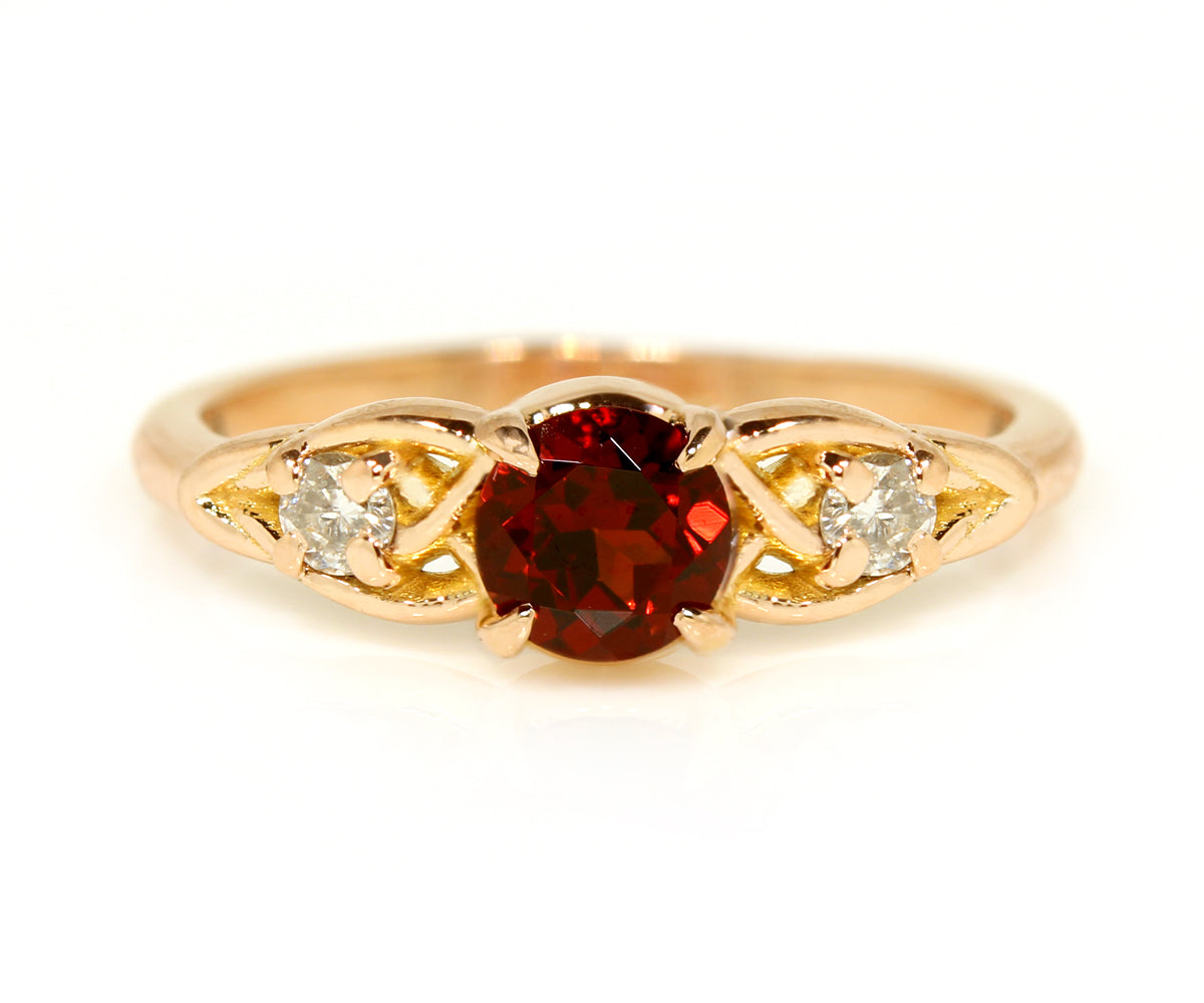 Intricate weave design custom rose gold engagement ring