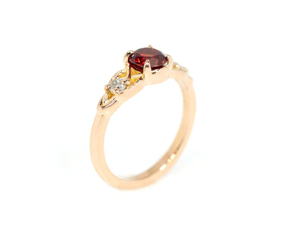 Weave Knot Garnet Diamond Rose Gold Engagement Ring