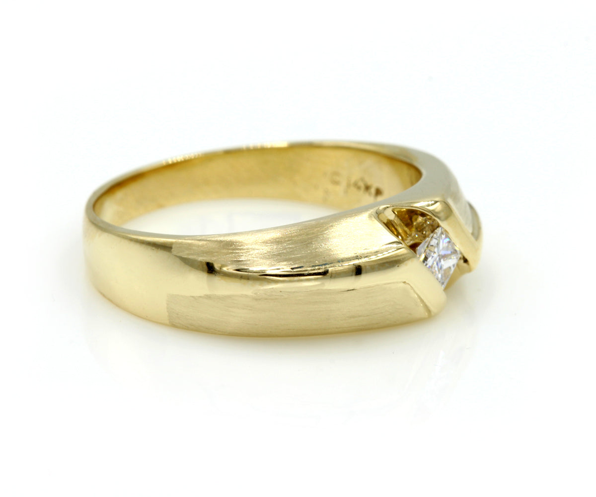 Men's Princess Diamond Yellow Gold Ring