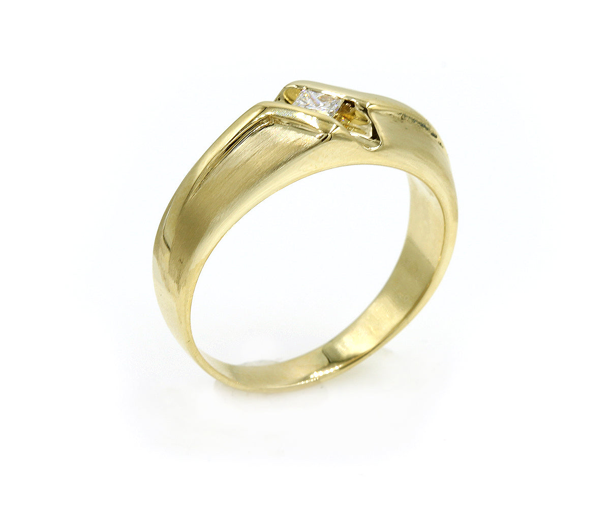 Men's Princess Diamond Yellow Gold Ring