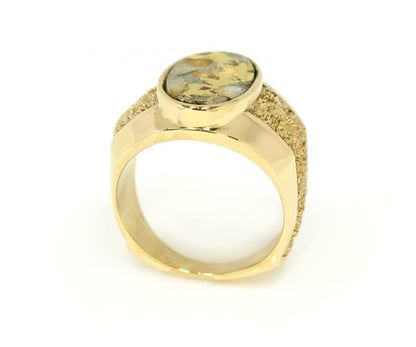 Gold Quartz Nugget Gents Ring