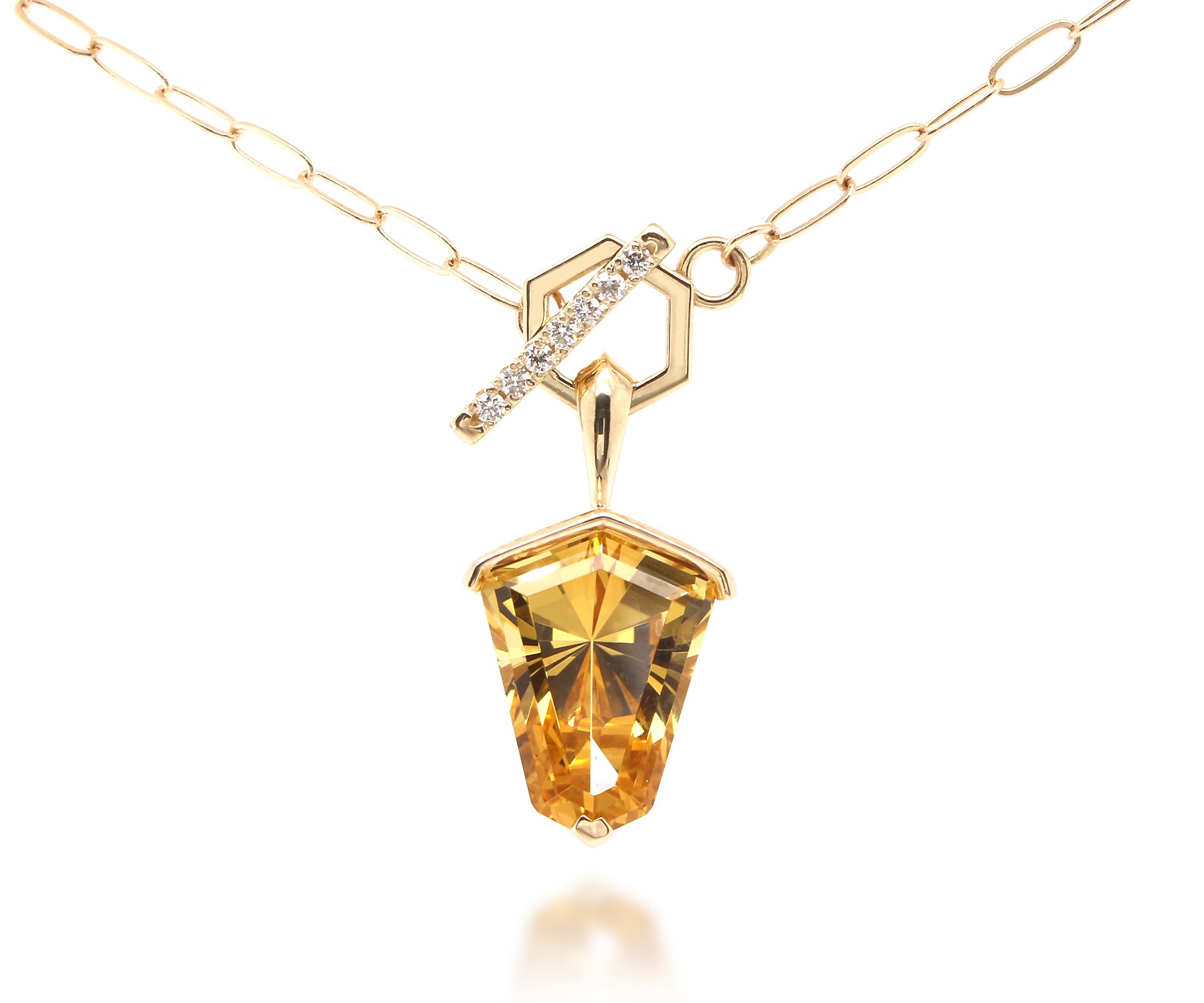 Golden Beryl Diamond Toggle Gold Necklace