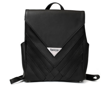 black leather backpack gold cross keeva Criss-Cross Genuine Leather Matte Black Backpack