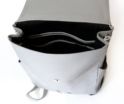 Criss-Cross Genuine Leather Matte Black Backpack
