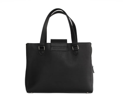 Criss-Cross Genuine Leather Matte Black Satchel