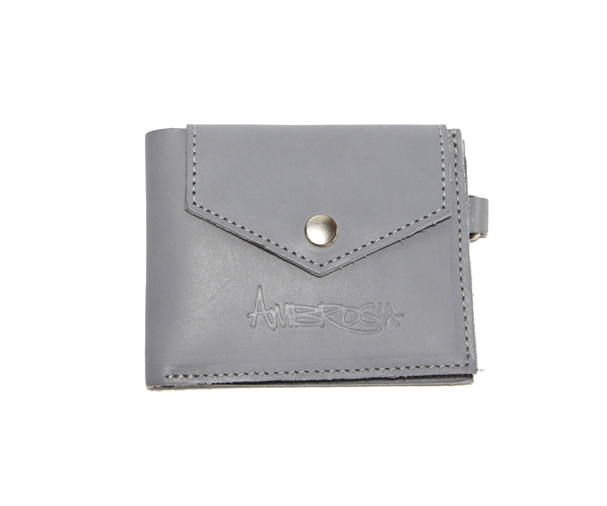 Simple Genuine Leather Gray Mini Wallet