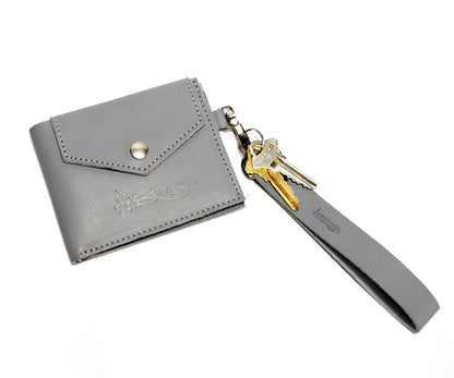 Simple Genuine Leather Gray Mini Wallet