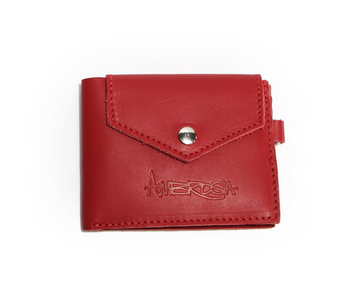 Simple Genuine Leather Red Mini Wallet