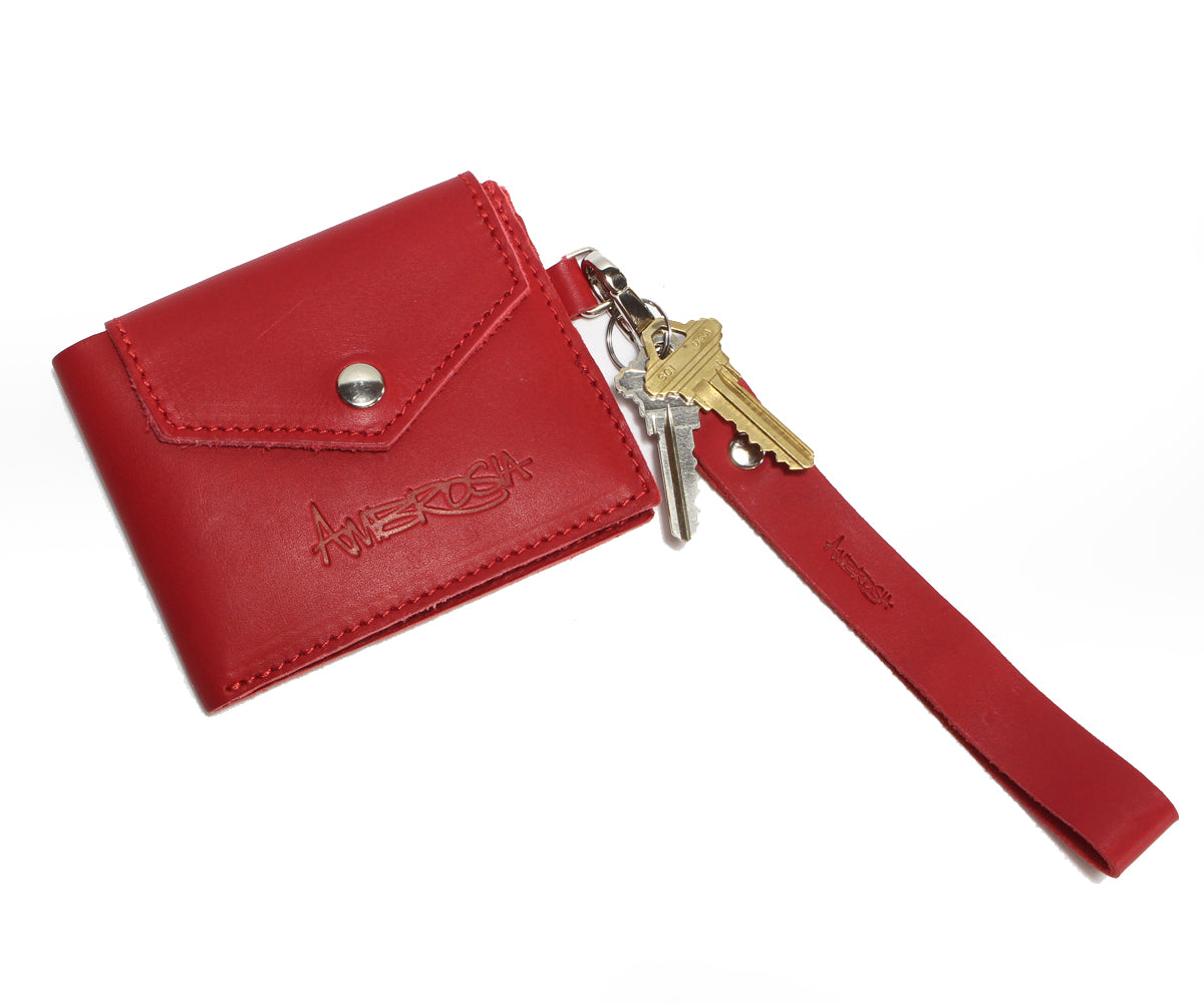 Ambrosia Keychain Red Leather Wristlet