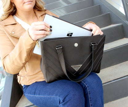 Criss-Cross Genuine Leather Matte Black Satchel