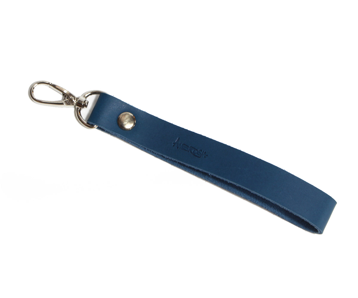 Ambrosia Keychain Blue Leather Wristlet