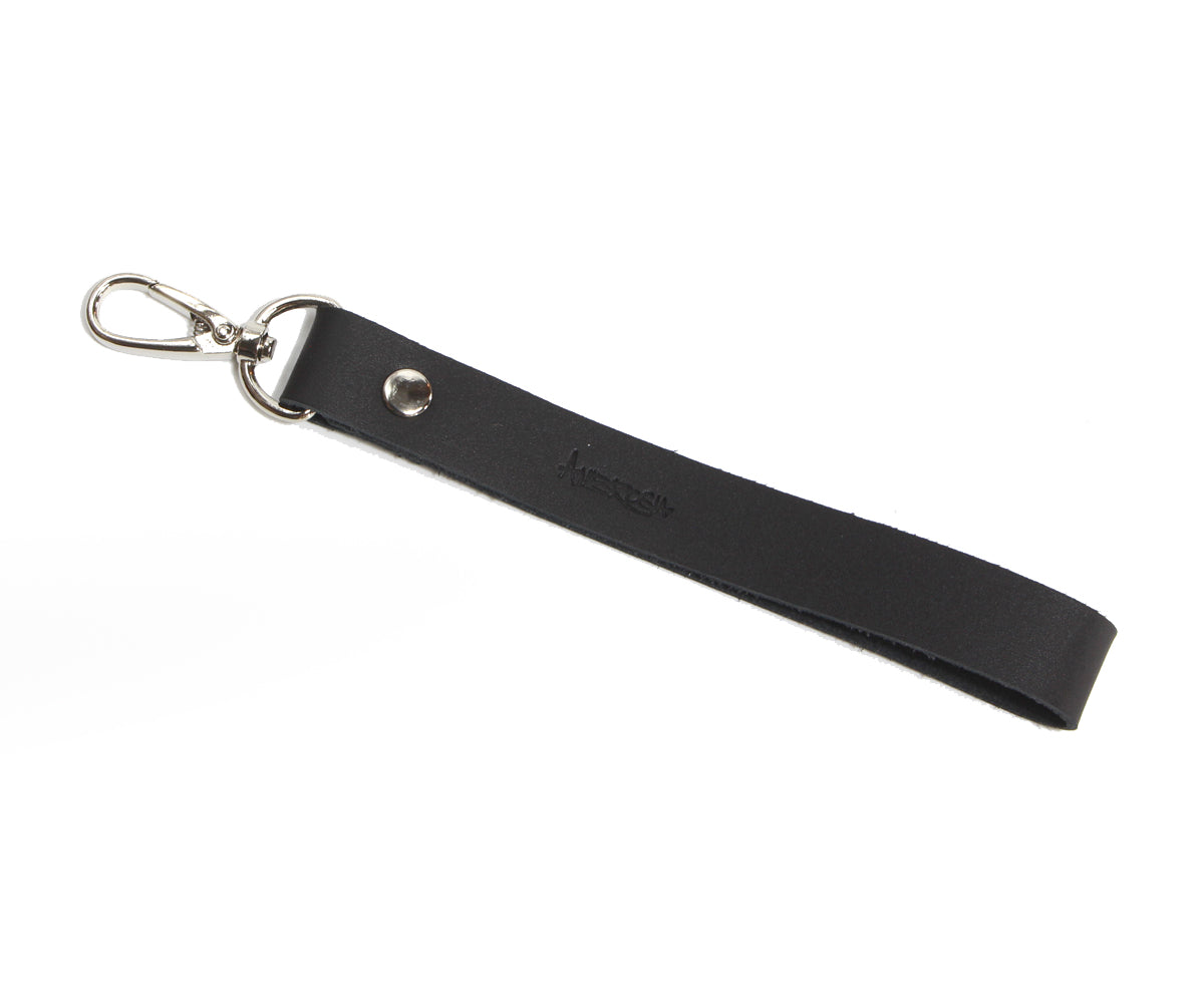 Ambrosia Keychain Black Leather Wristlet