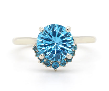 Half Halo Starburst Blue Topaz Ring