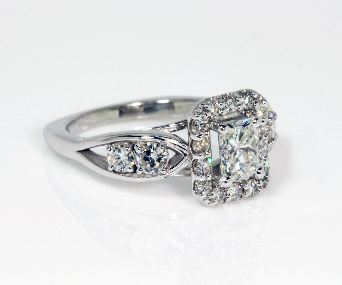 Radiant Diamond Halo Wedding Ring