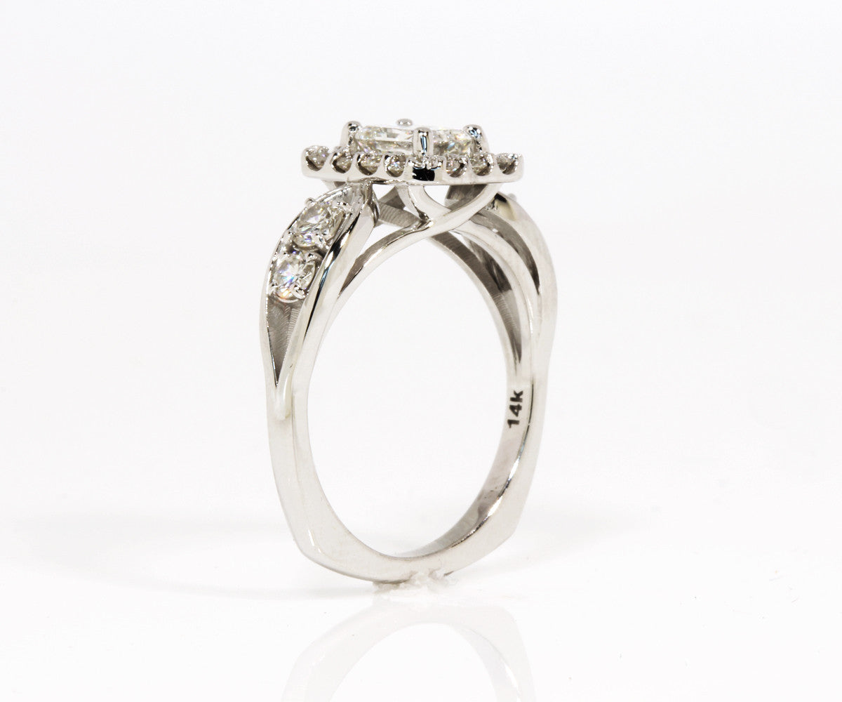 Radiant Diamond Halo Wedding Ring