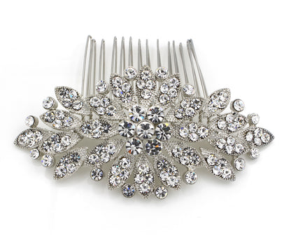 floral rhinestone hair headpiece wedding clip