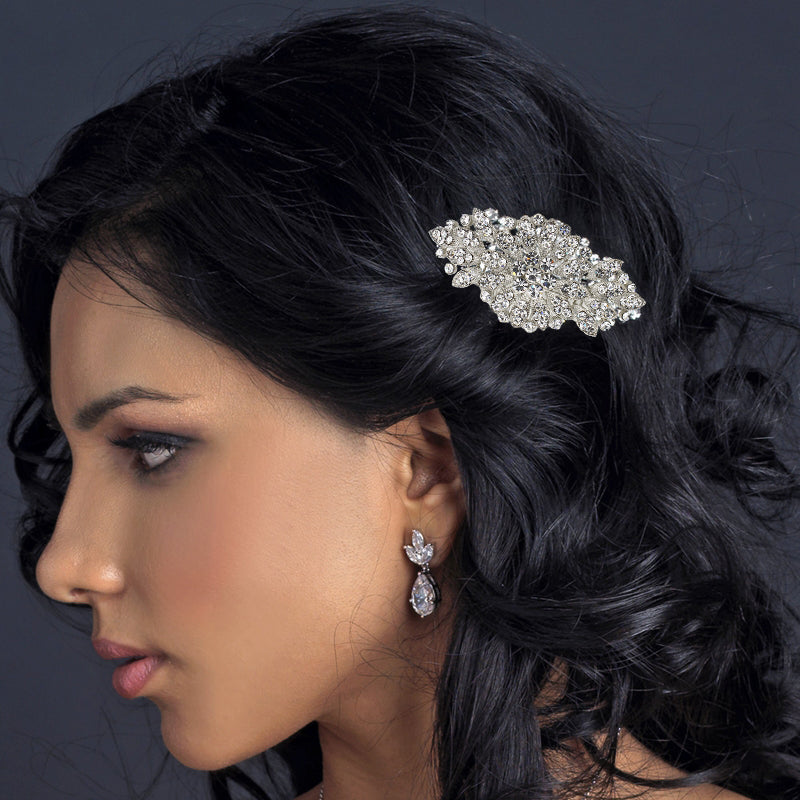 Floral Rhinestone Comb Headpiece