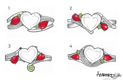 Heart Diamond Ruby Family Ring Redesigned