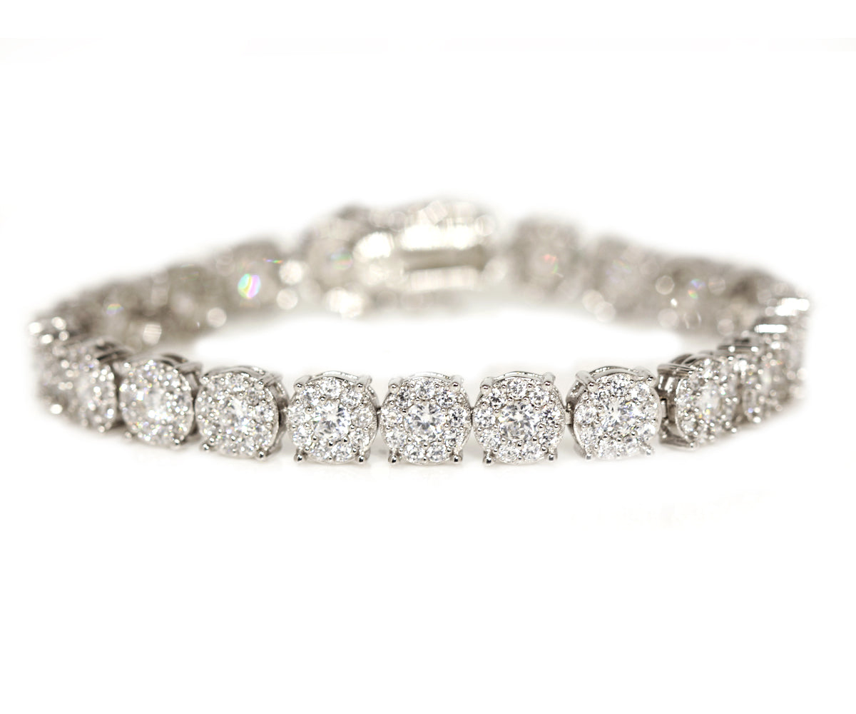 Round Halo Crystal Tennis Bracelet