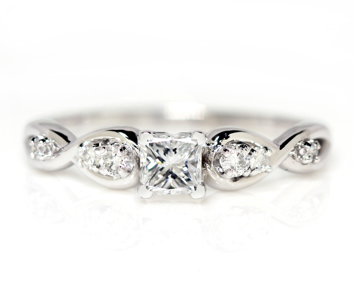 custom princess cut diamond infinity engagement ring