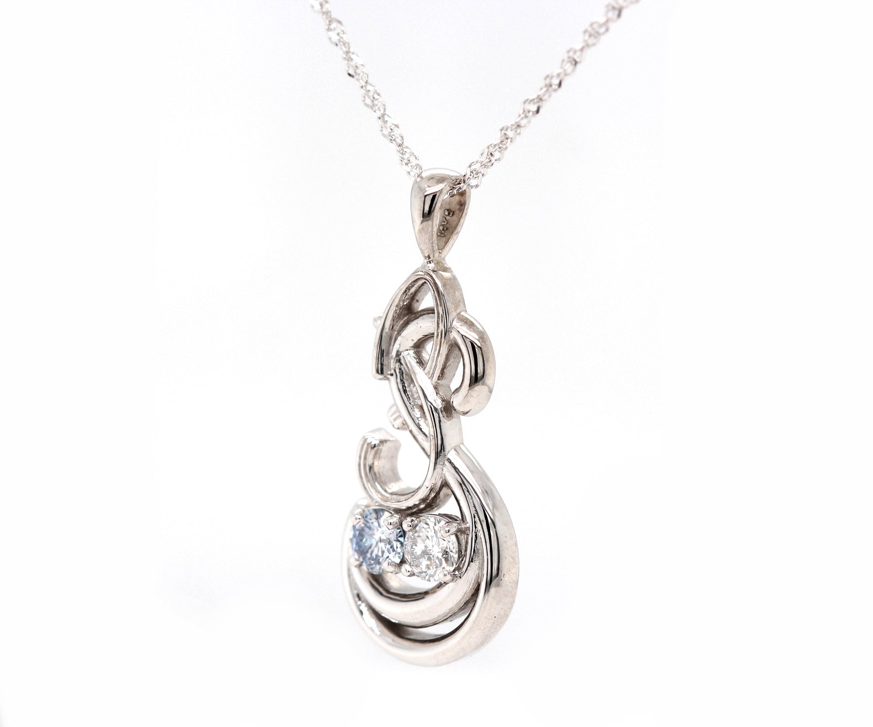 Double Diamond Initials Swirl Necklace