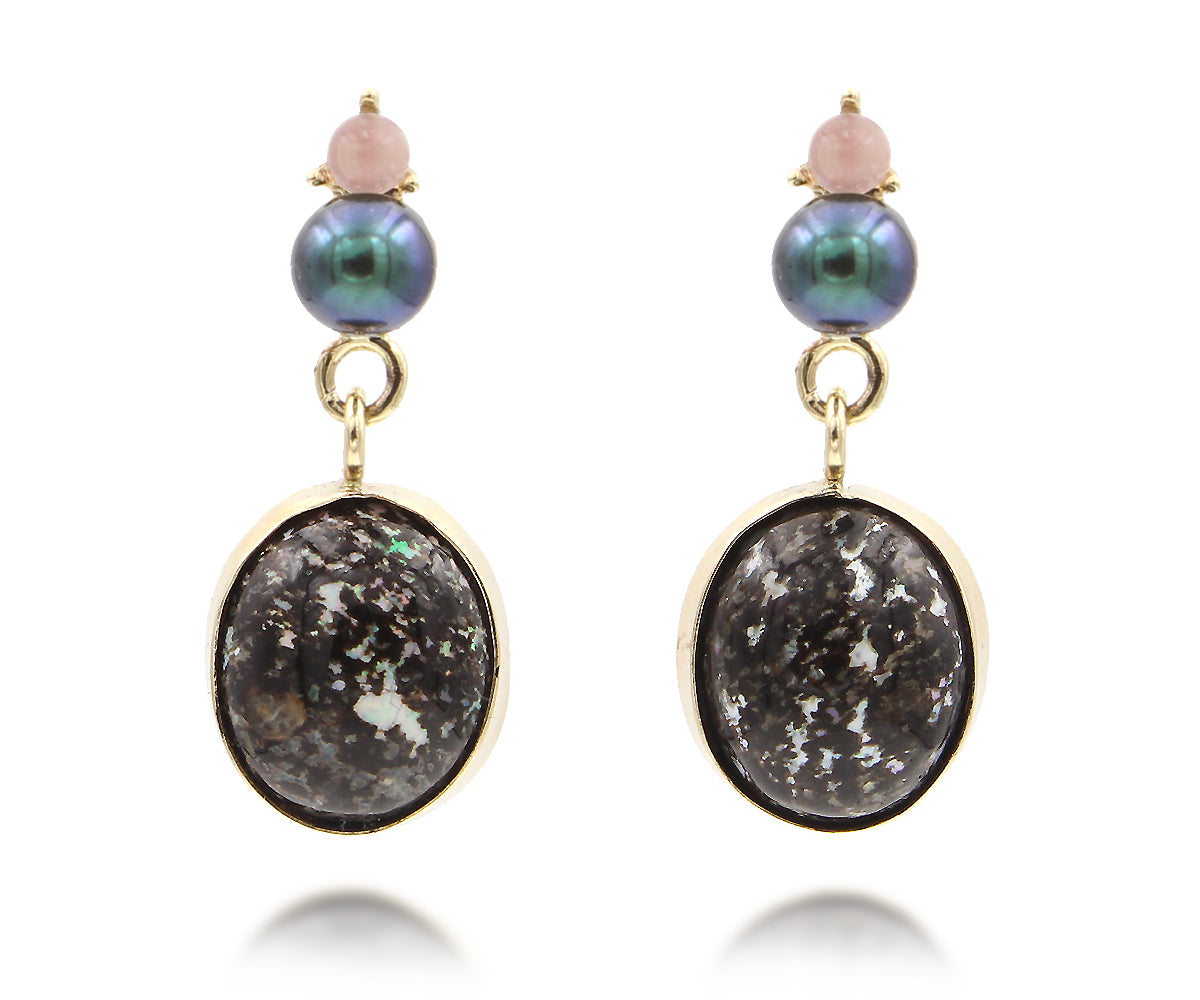 Leopard Opal and Pearl Gold Jewelry Set