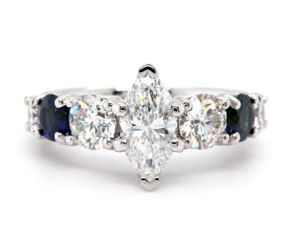 Classic Marquise Blue Sapphire Engagement Ring Redesign