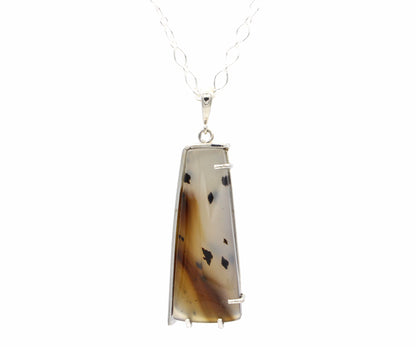 Wild Cat Spotted Montana Agate Angular Necklace