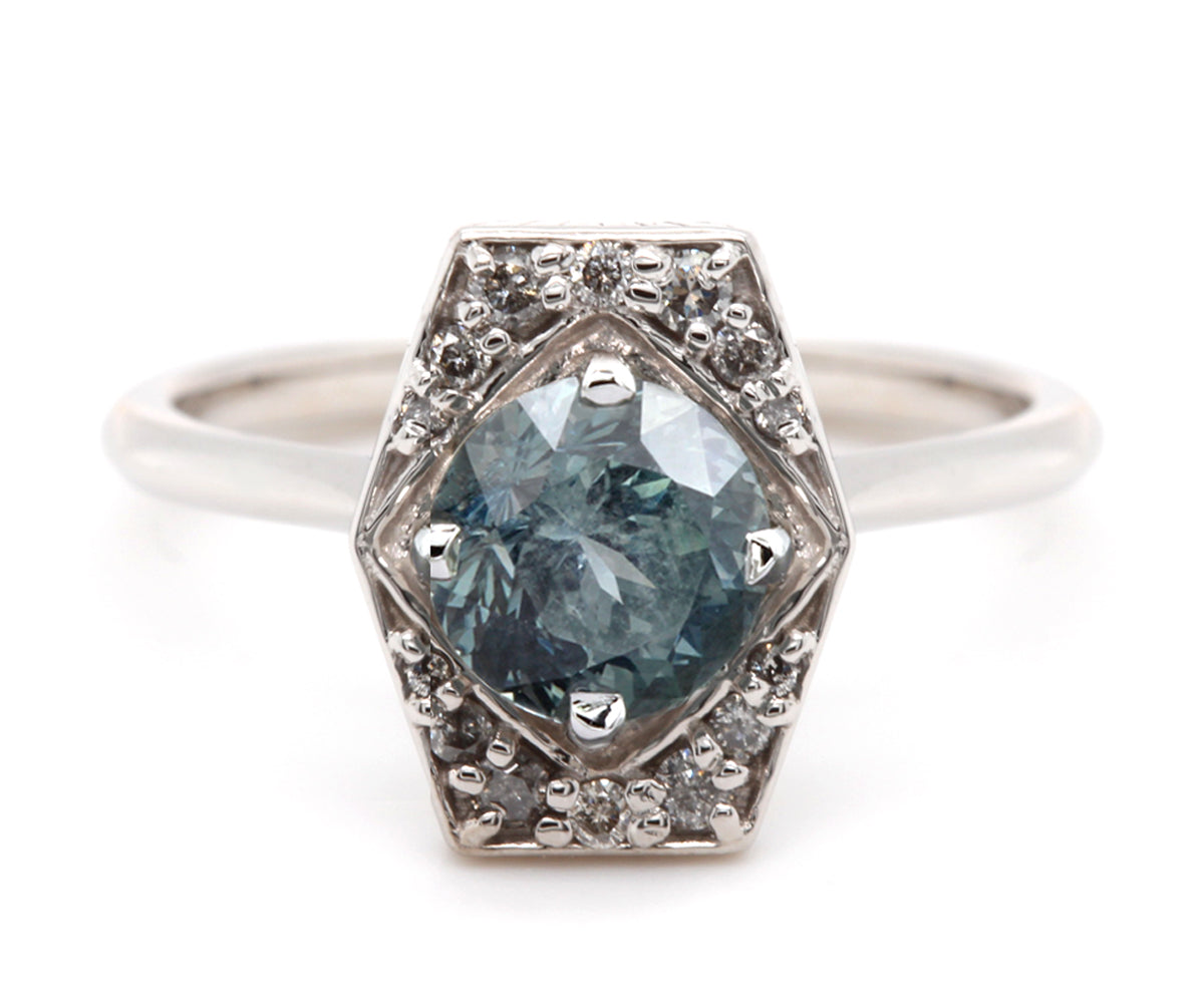 Montana Sapphire Art Deco Diamond Ring