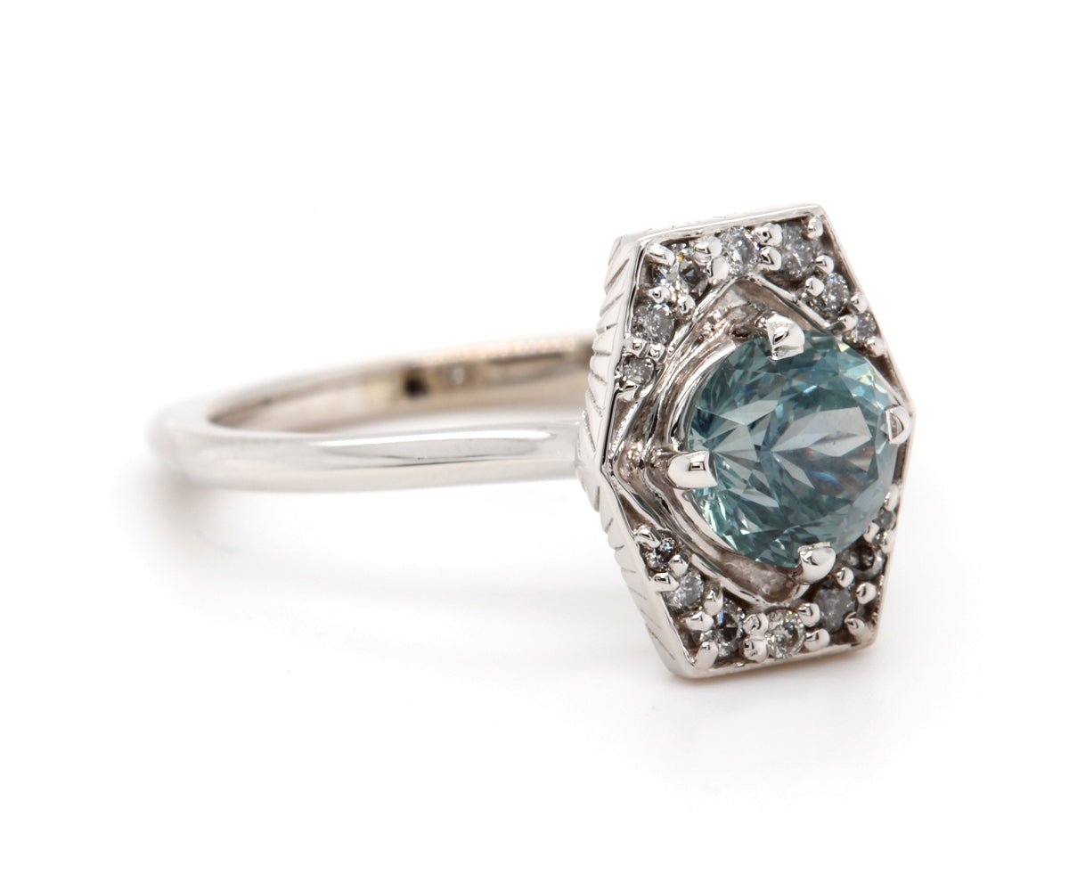 Montana Sapphire Art Deco Diamond Ring