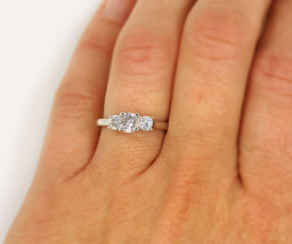 Pink Morganite Three Stone Ring