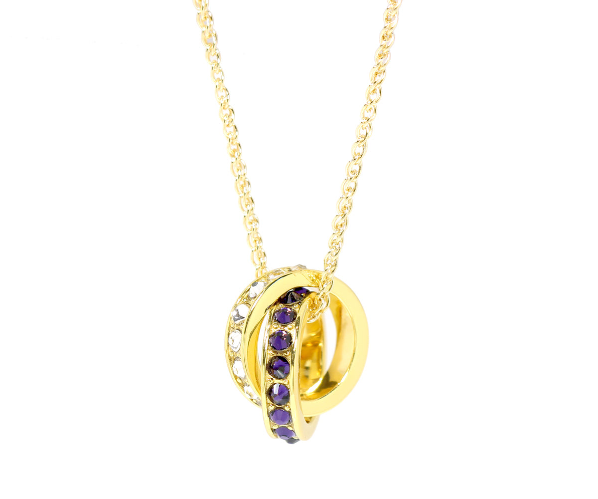 Collar de oro con dos piedras de nacimiento entrelazadas para madre
