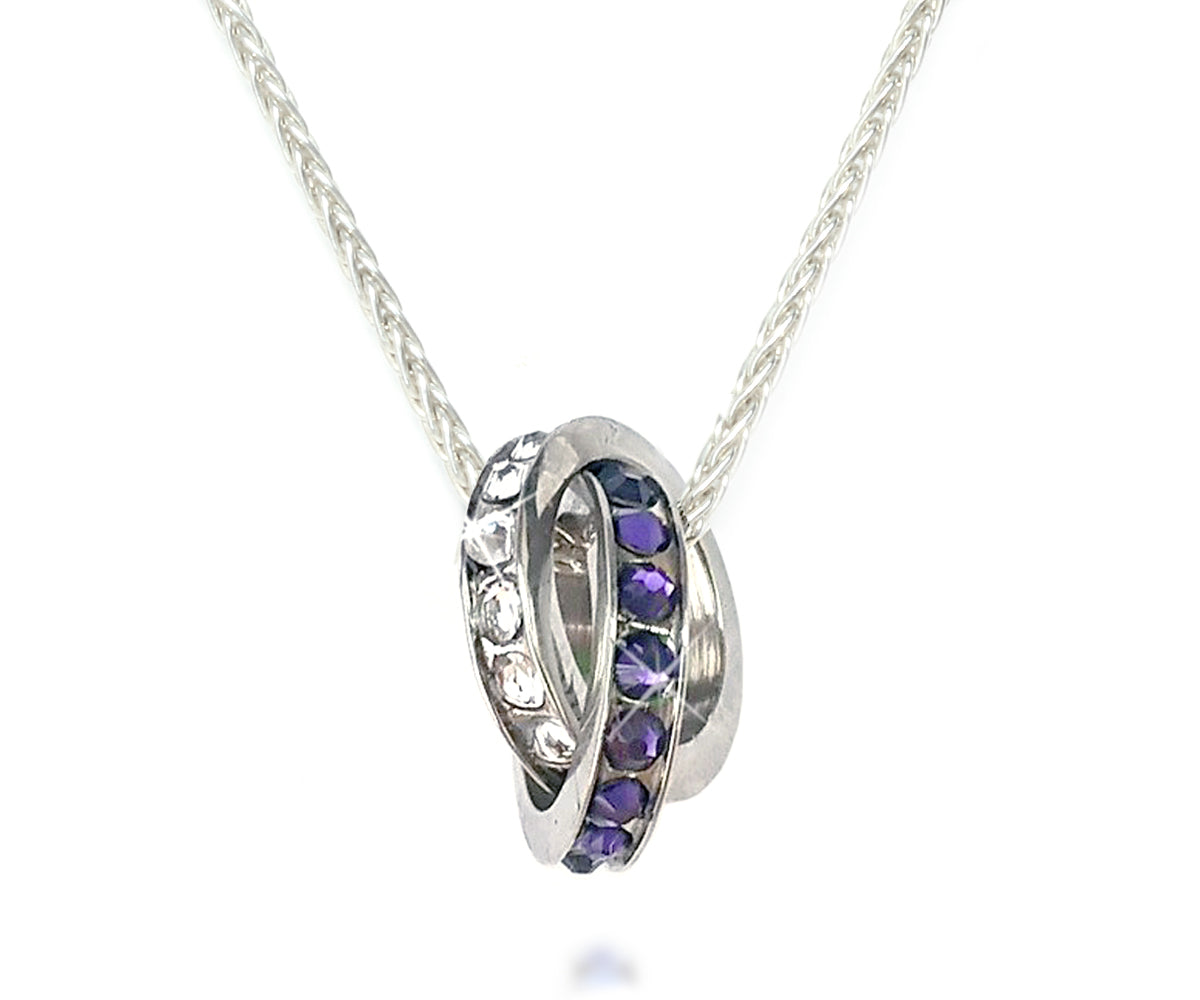 mothers modern birthstone Swarovski crystal silver family necklace 