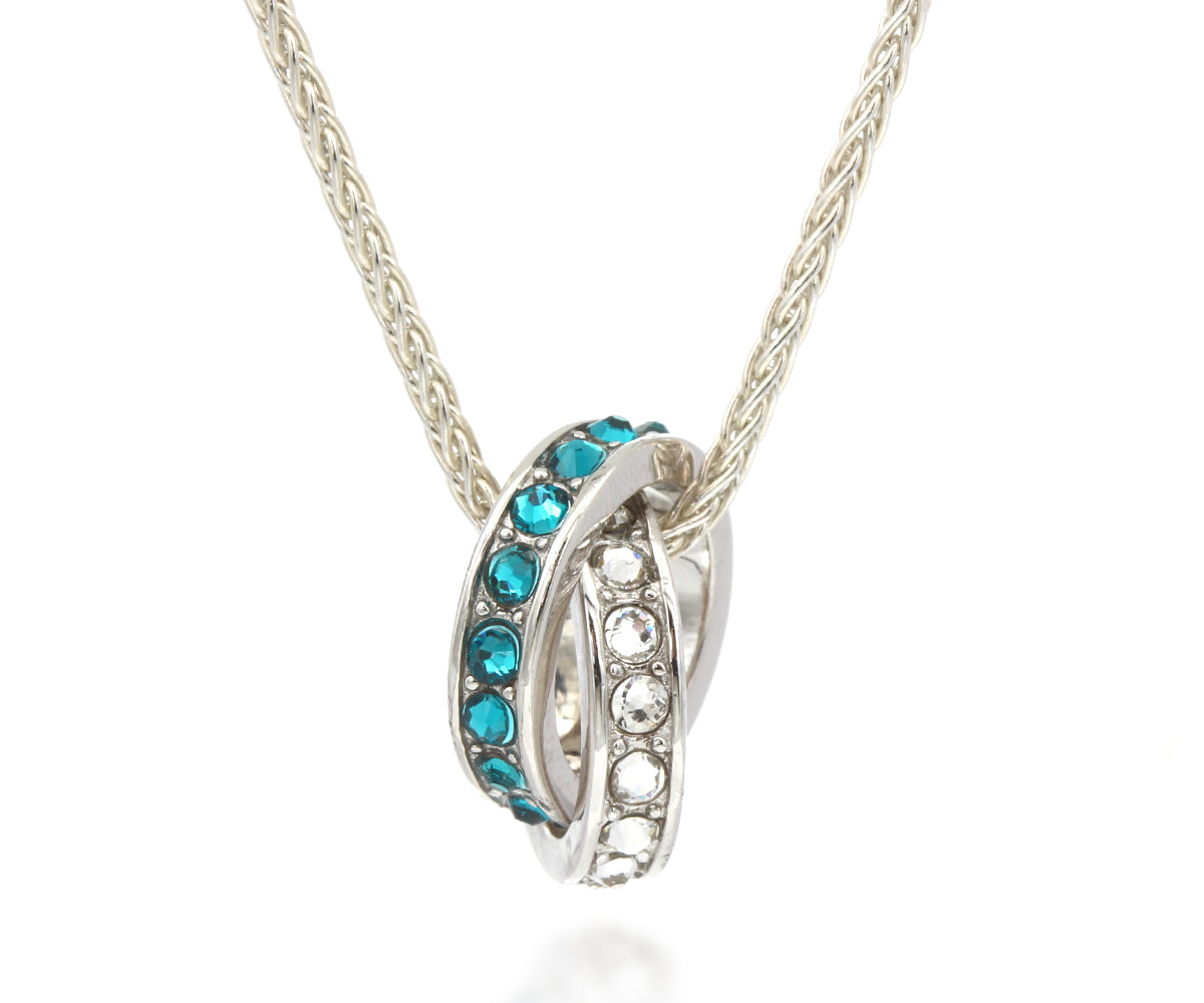 Collar de plata entrelazado con dos piedras natales para madre