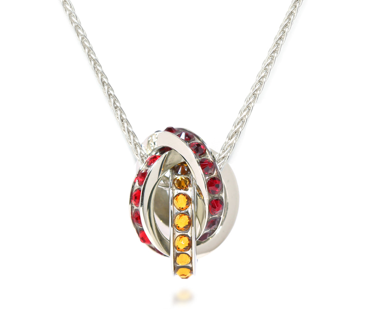 interlocking Swarovski crystal birthstone mother family silver necklace