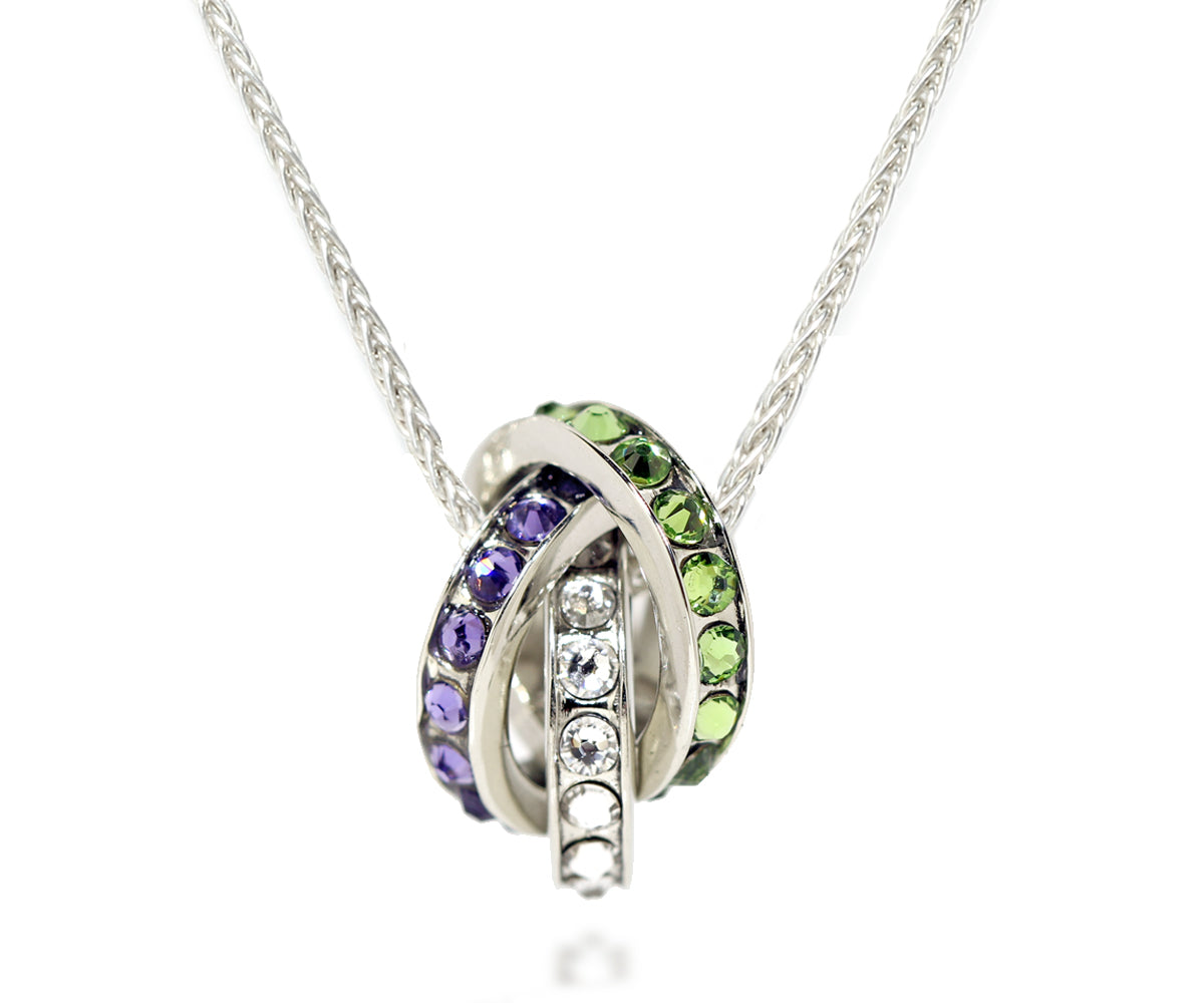 interlocking Swarovski crystal birthstone mother family silver necklace