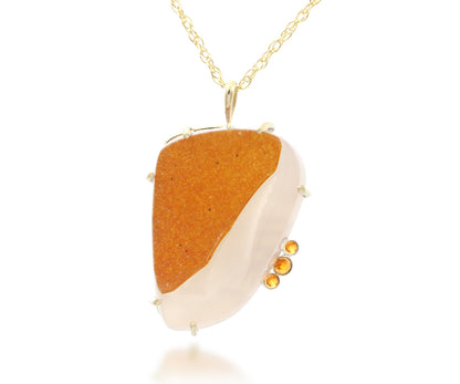 Natural Orange Druzy Gold Jewelry Set