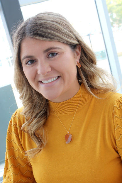 Natural Orange Druzy Gold Jewelry Set