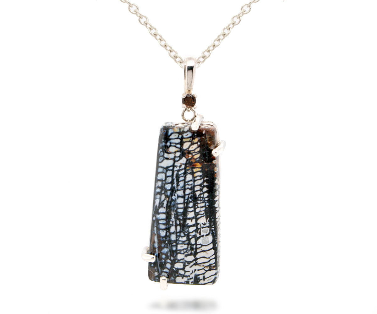 Petrified Wood Smokey Quartz Necklace