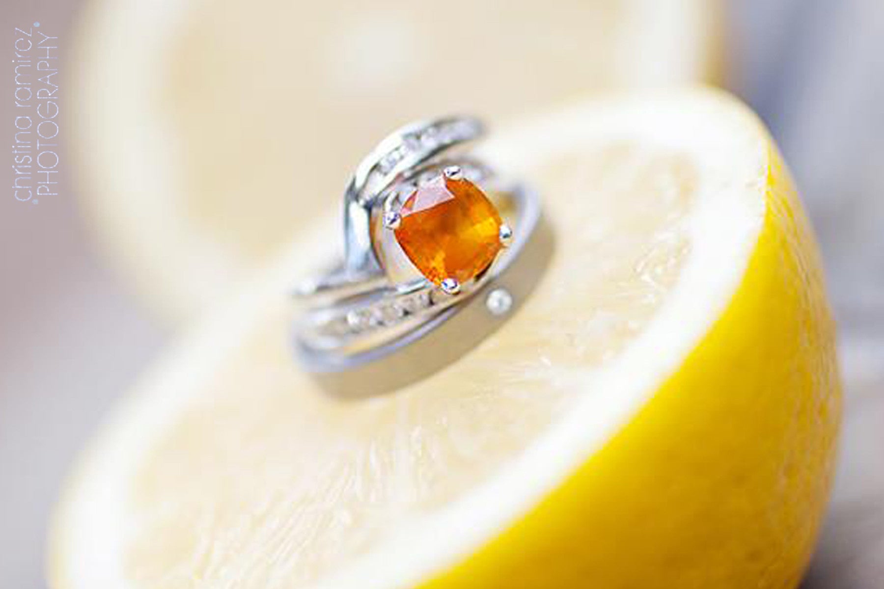 Custom Orange Sapphire Wedding Ring Set