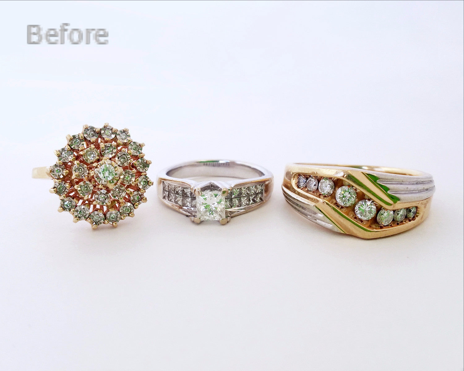 Rediseño del anillo de bodas con halo de diamantes de princesa