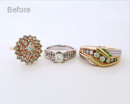 Rediseño del anillo de bodas con halo de diamantes de princesa