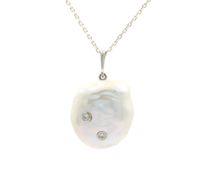 Baroque Pearl Diamond White Gold Necklace