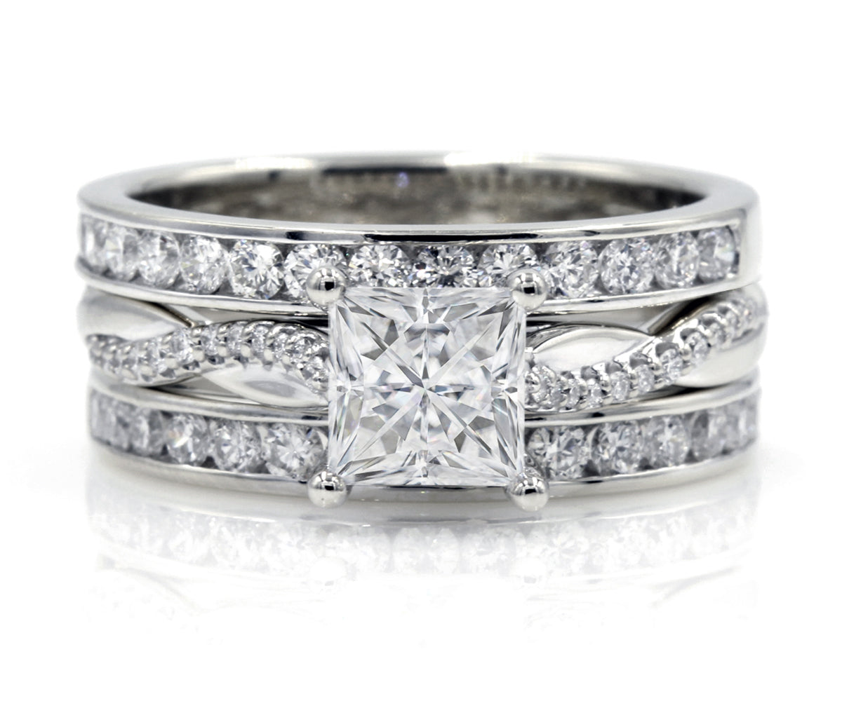 Princess Moissanite Diamond Twist Engagement Ring