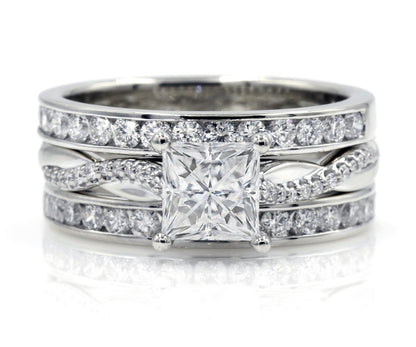 Princess Moissanite Diamond Twist Engagement Ring