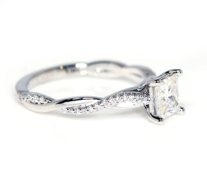 Princess Moissanite Diamond Twist Wedding Ring