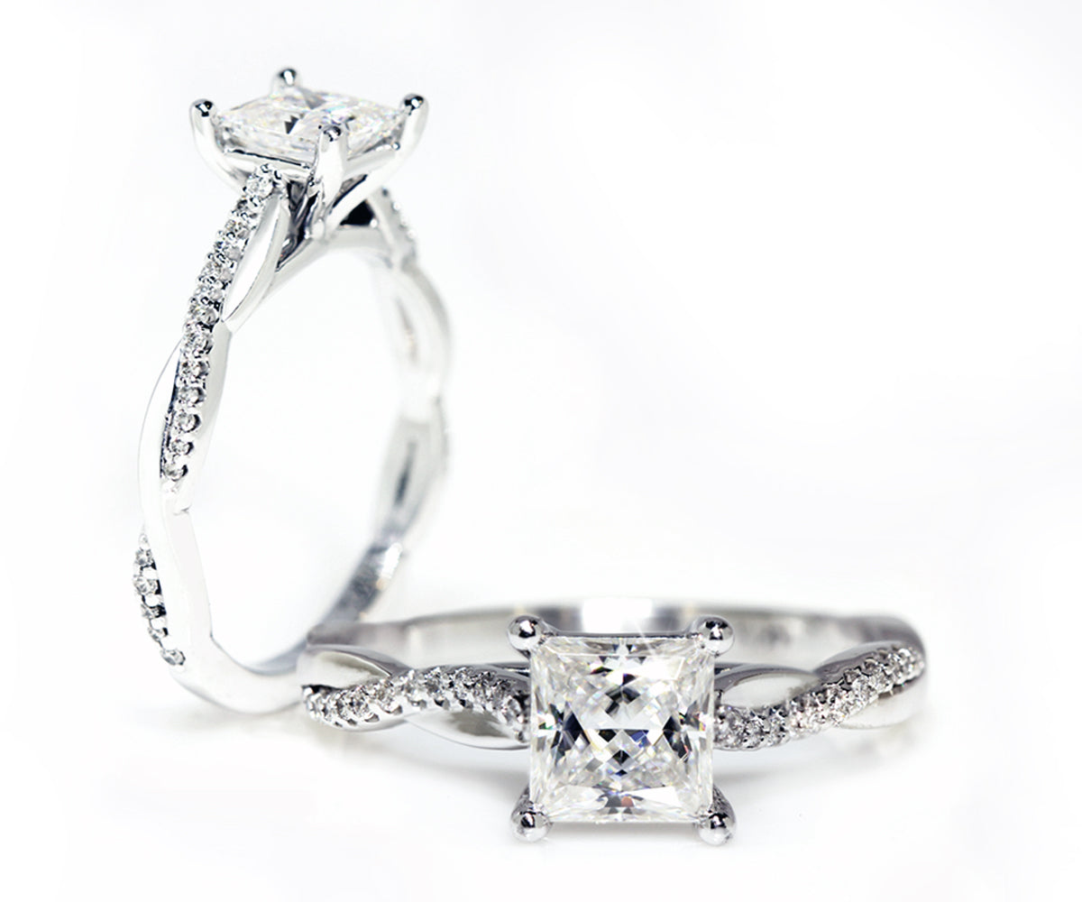 Princess Moissanite Diamond Twist Wedding Ring