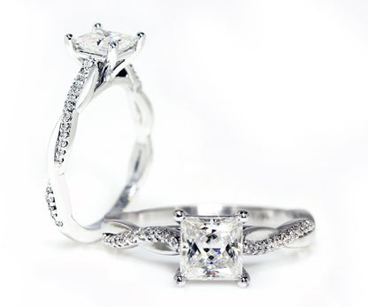 Princess Moissanite Diamond Twist Wedding Ring